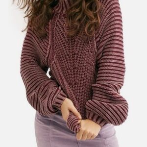 Free People Maroon Cowl Neck Sweater